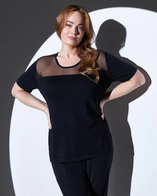 MAGLIA GIROCOLLO CON CARRE IN TULLE CURVY