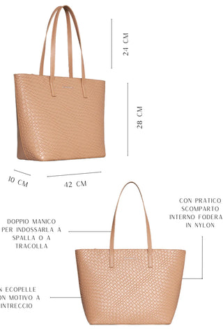 SHOPPER IN SIMIL PELLE CON TEXTURE INTRECCIO E ZIP