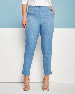 PANTALONE  IN CHAMBRAY GESSATO CON TASCA AMERICA